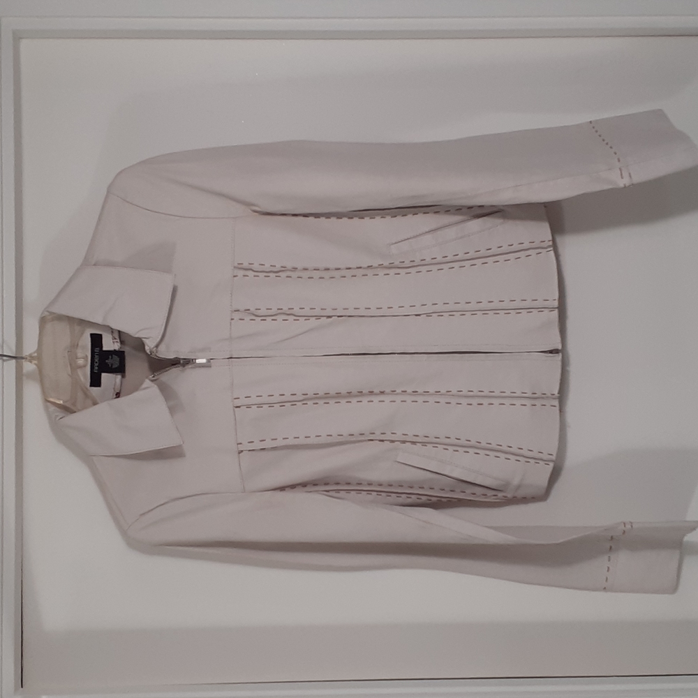 Arden B, cream leather jacket, size M
